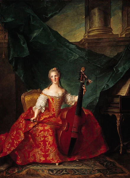 Madame Henriette de France (1727-52) in Court Costume Playing a Bass Viol, 1754