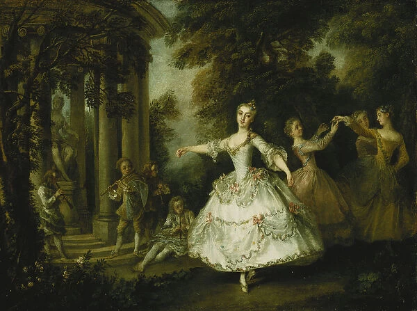 Mademoiselle Salle as Venus with the Three Graces, (oil on canvas)