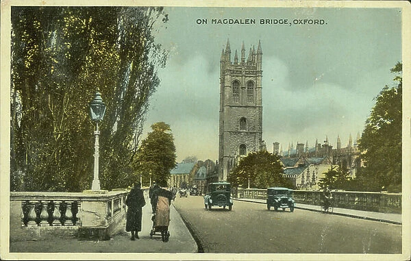 On Magdalen Bridge, Oxford (coloured photo)