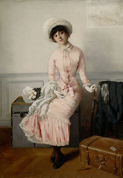 Maggie ready for travel, 1881