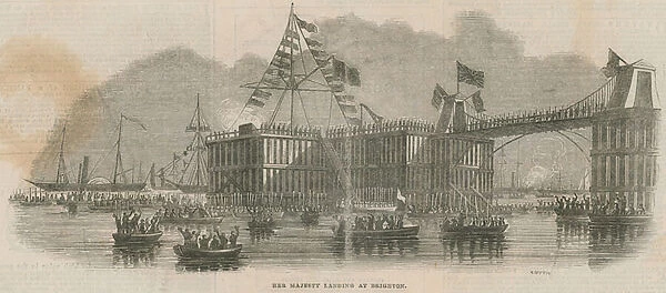 Her Majesty landing at Brighton (engraving)