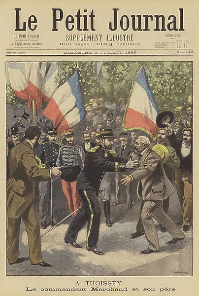 Major Marchand greeted by his father at Thoissey (colour litho)