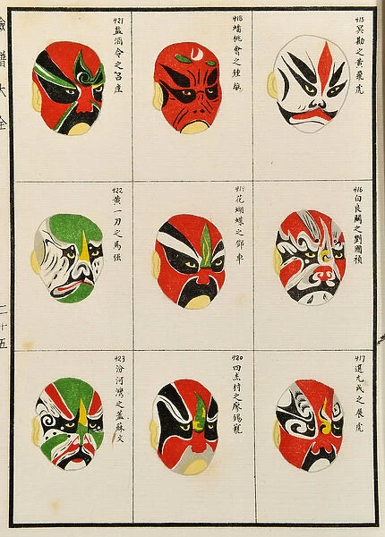 Make up designs for Chinese Opera Characters (colour woodblock on paper)