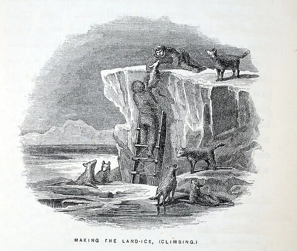 Making the Land-Ice, Climbing, illustration from The second Grinnell Expedition in