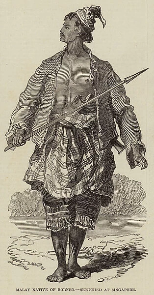 Malay Native of Borneo, sketched at Singapore (engraving)