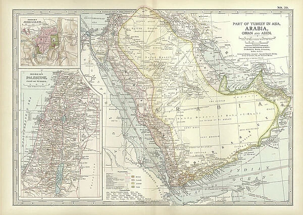 Map of Arabia with part of Turkey and Oman, c.1900 (engraving)