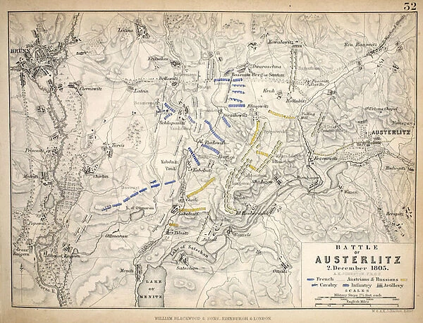 Map of the Battle of Austerlitz, published by William Blackwood and Sons