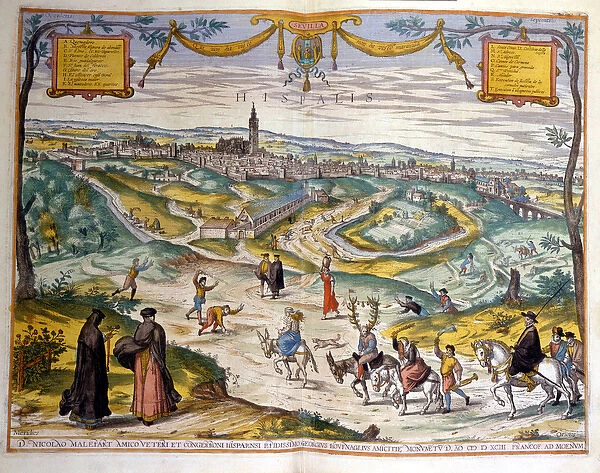 Map of the city of Seville in 1590. At the bottom right of the picture