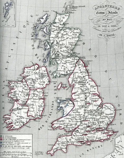 Medieval British Isles Print, 1100-1280. Art Prints, Posters