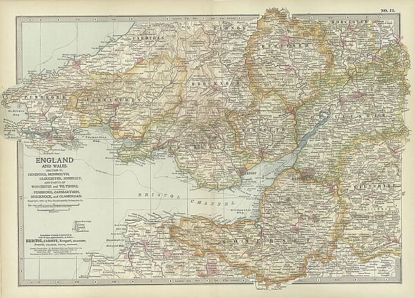 Map of England and Wales, c.1900 (engraving)
