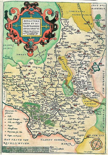 Map of Franconia in Germany, 1570 (engraving)
