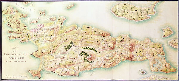 Map of Rhode Island, from Guerre de l Amerique, c