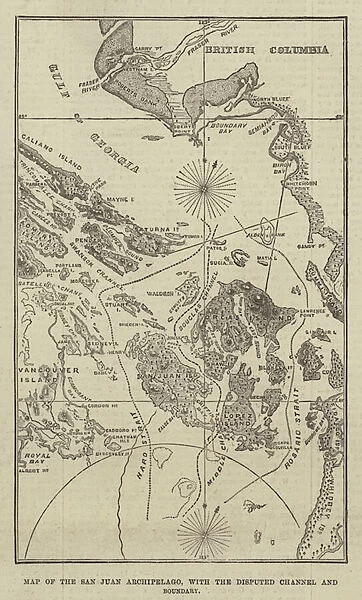 Map of the San Juan Archipelago, with the Disputed Channel and Boundary (engraving)