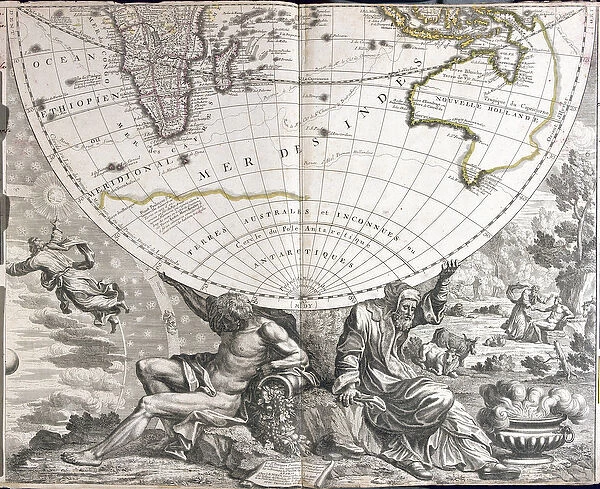 Map of the southern hemisphere of the world, 1708 (etching, 1717)