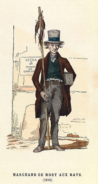 Un marchand de mort aux rats en 1845 a Paris, engraving
