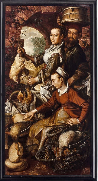 The market traders selling poultry, and eggs - Painting by Joachim Beuckelaer (1533-1574