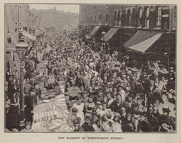 Market in Wentworth Street, Aldgate, in the Jewish Quarter of Londons East End (b  /  w photo)