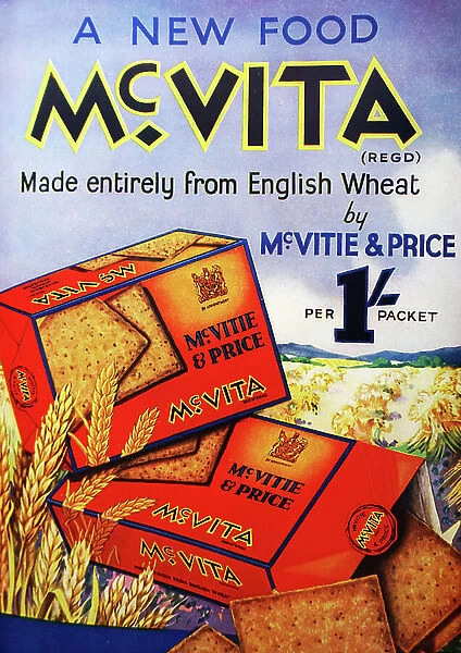 McVita biscuits, by McVitie and Price, advertisement, illustration from Illustrated London News, May 11, 1935