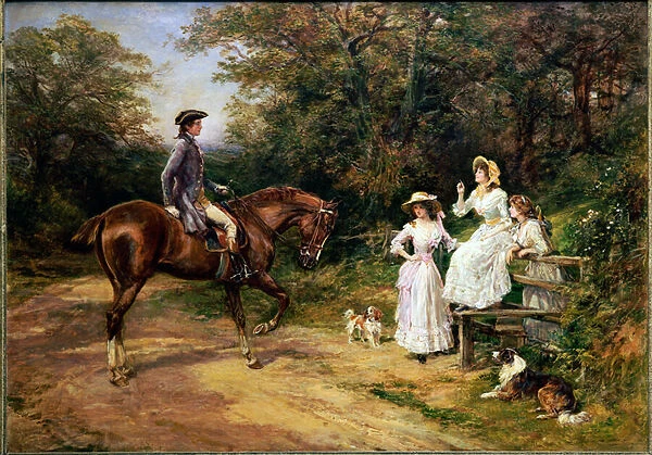 A Meeting By A Stile (oil on canvas)