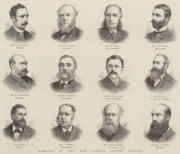 Members of the New London County Council (engraving)