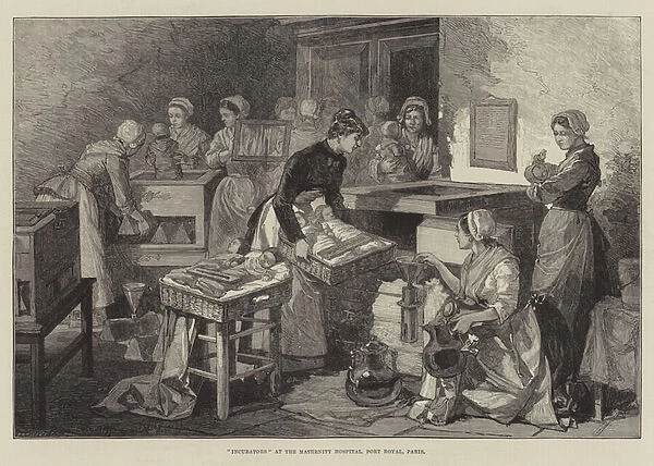 Midwife, Nurses and Incubators at the Maternity Hospital, Port Royal, Paris (engraving)