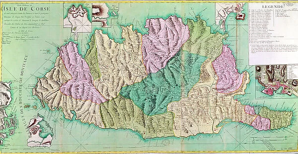 Military map of Corsica, 1768 (coloured engraving)