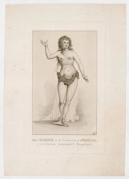 Miss Chudleigh, in the character of Iphigenia, at the Venetian Ambassadors Masquerade (engraving)