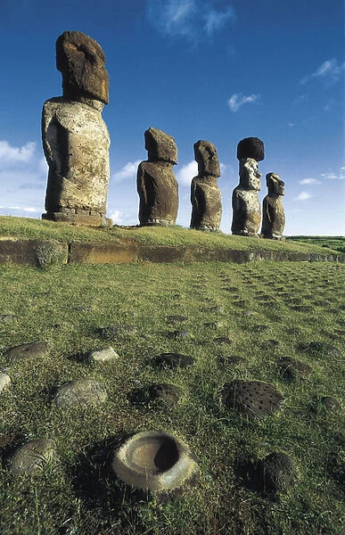 Moai statues, Rapa Nui National Park, Easter Island, Chile, 10th-16th century (stone)
