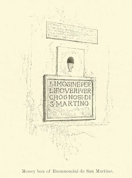 Money box of Buonuomini de San Martino (engraving)