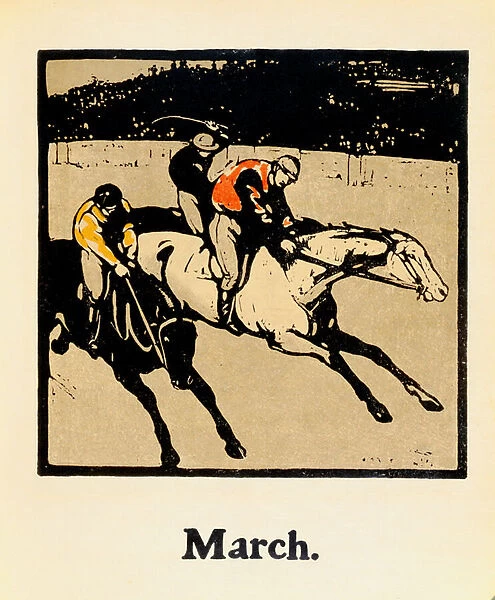 The Month of March, from An Almanac of Twelve Sports, with words by Rudyard Kipling, first published by William Heinemann, 1898 (colour litho)