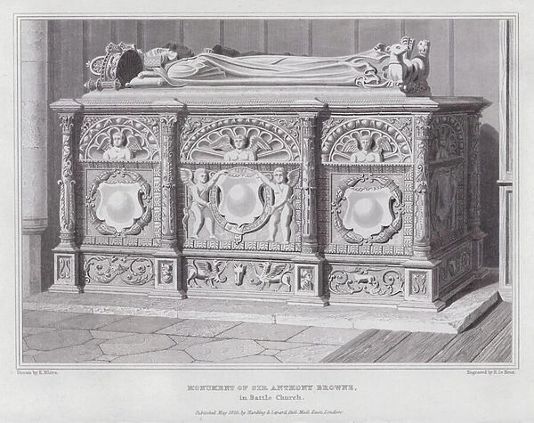 Monument of Sir Anthony Browne, in Battle Church (engraving)