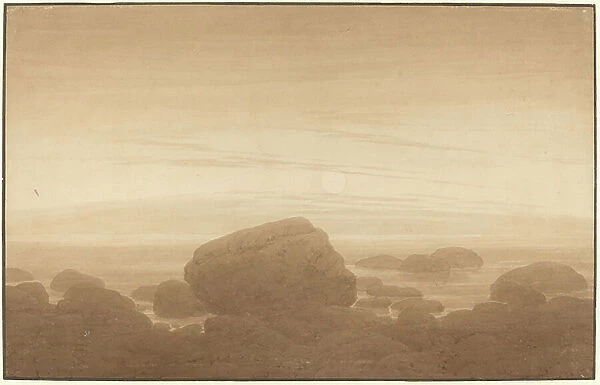 Moonrise on an Empty Shore, 1837-39 (wash and graphite on paper)