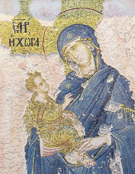 Mosaic of the Virgin Mary holding the Christ child (mosaic)