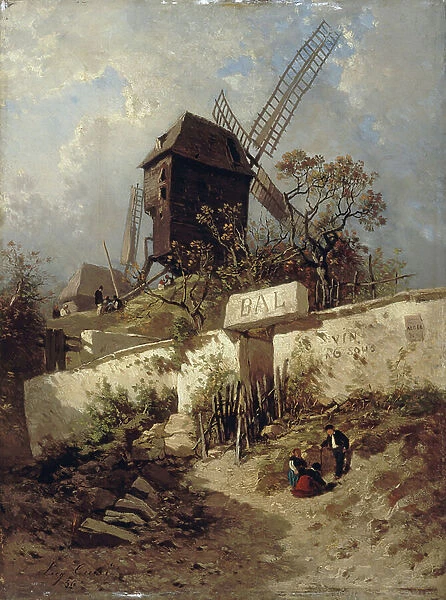 The Moulin de la Galette in Montmartre, 1856 (oil on canvas)