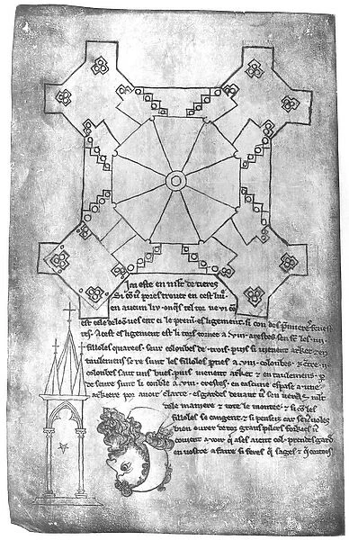 Ms 19093 fol. 9v Facsimile copy of a plan of the tower of Laon Cathedral