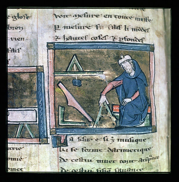 Ms 2200 f.58v Geometry from a collection of scientific, philosophical and poetic writings, French, 13th century