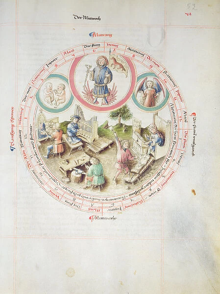 MS 2a Astron 1, fol 5. 2 Astrological chart depicting Wednesday (vellum)