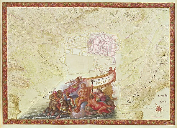Ms. 986, Vol. 3 fol. 63 Plan and Map of Toulon, from the Atlas Louis XIV