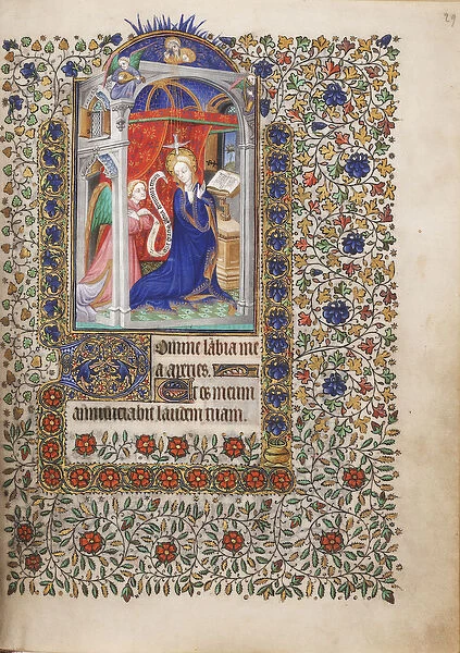 MS Widener 6 f. 29r, Annunciation, from a Book of Hours, use of Paris