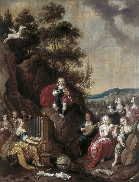 Muse concert with Apollo, 17th century (painting)