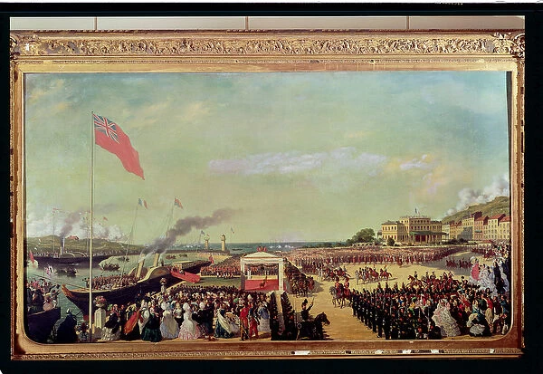 Napoleon III (1808-73) Welcoming Queen Victoria (1819-1901) at the Port of Boulogne