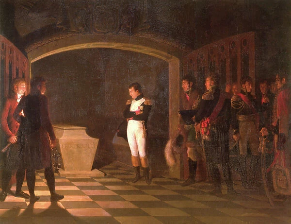 Napoleon meditating before the tomb of Frederick II of Prussia, Potsdam, 25th October 1806, 1808 (oil on canvas)