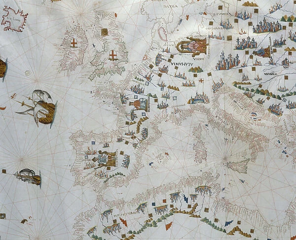 A Nautical Map, 1564 (colour litho)