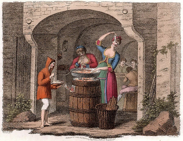 Neopolitans Eating Macaroni, 1806 (lithograph)