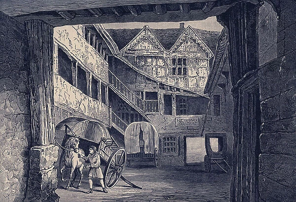 The New Inn, Gloucester, illustration for A Short History of The English People (Vol II) by John Richard Green (litho)