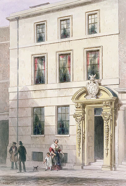 The New Front of Painter Stainers Hall, 1850 (w  /  c on paper)