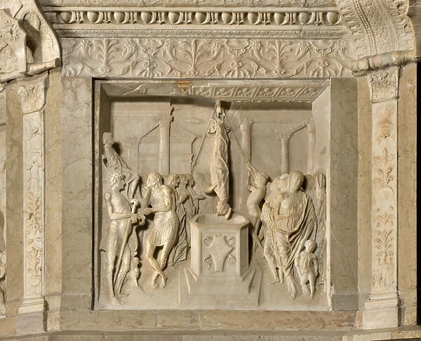 North Pulpit, Giovanni Antonio Piatti and Giovanni Antonio Amedeo 1479, The supplizio di Martha, Coming from the Ark of the Persian Martyrs recomposed by Luigi Voghera 1814, 17