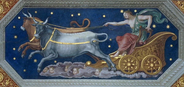 The Nymph Callisto on Jupiters Chariot, ceiling decoration from the