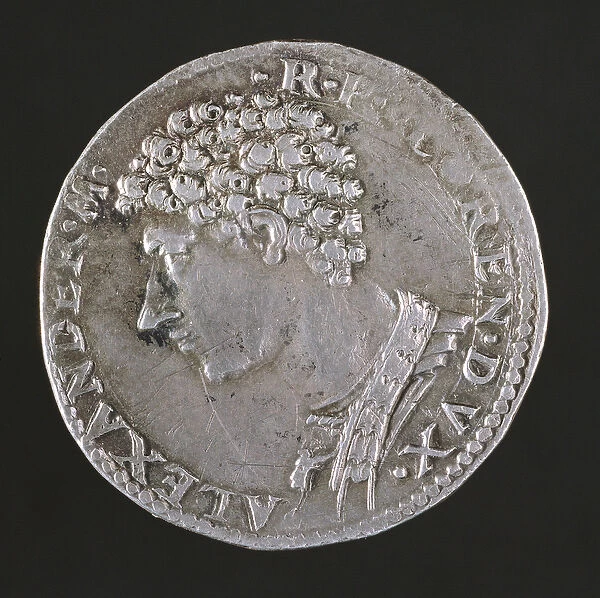 Obverse of silver coin of Alessandro De Medici (1511-74) Inscription