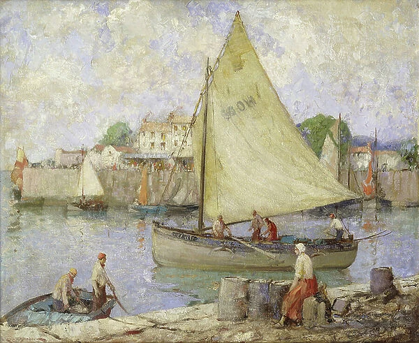 Off to the Fishing Ground, Honfleur, (oil on canvas)